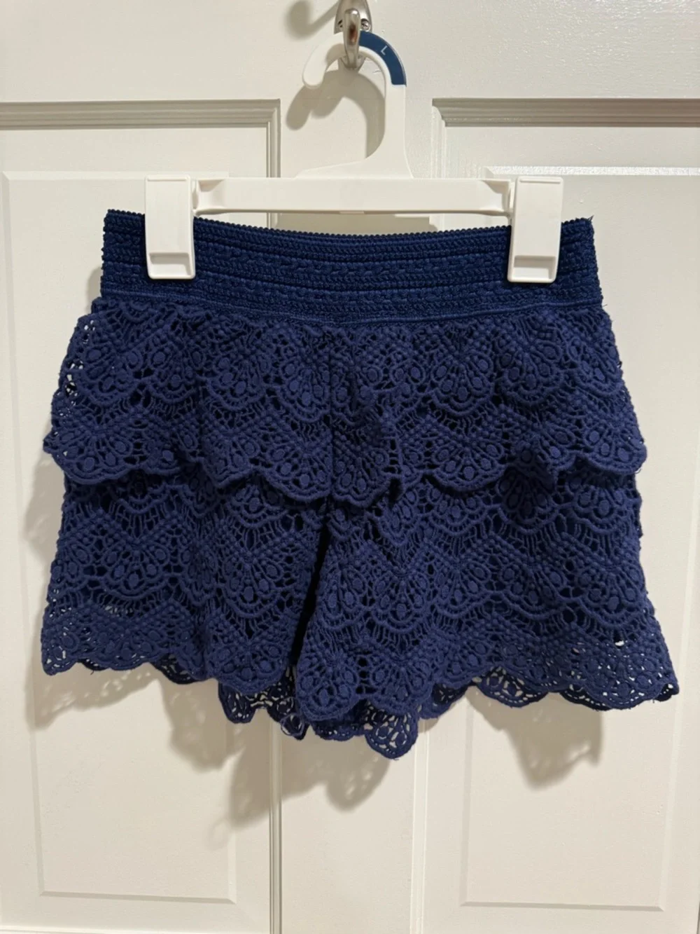 Justice Navy‎ Crochet Lace Layered Shorts